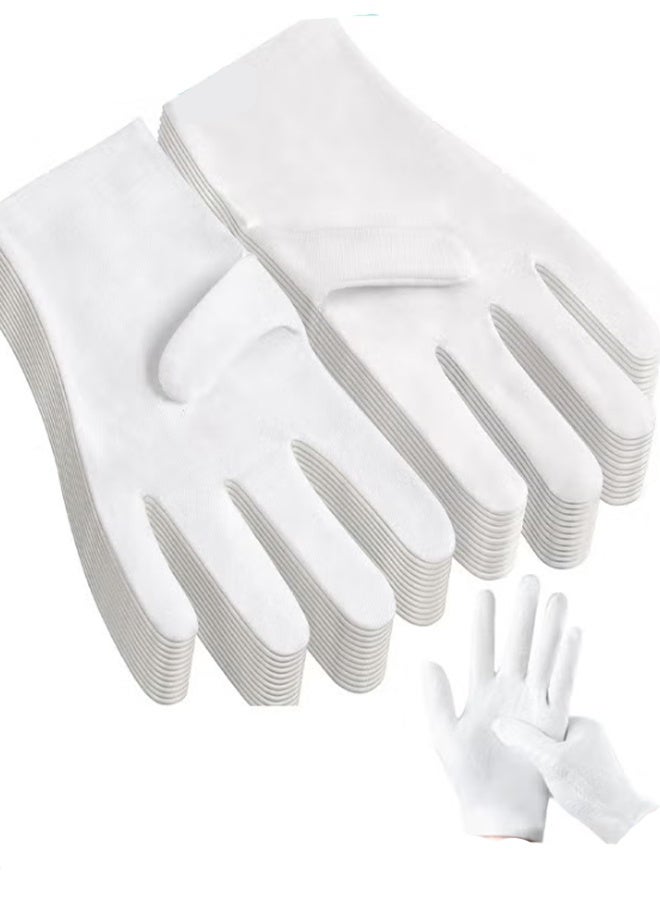 MANBO 12 Pairs White Pure Cotton Gloves, Thin Breathable & Sweat-Absorbent, Multi-Purpose for Collecting, Gardening & Crafting - Image 2